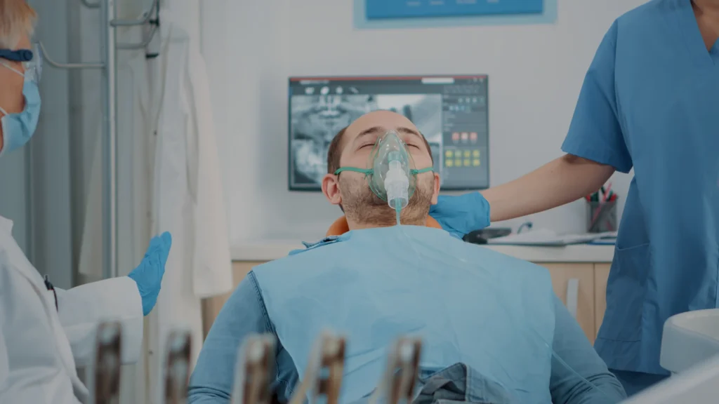 Male patient receiving IV sedation for sleep dentistry at Anzac Avenue Dental Kallangur